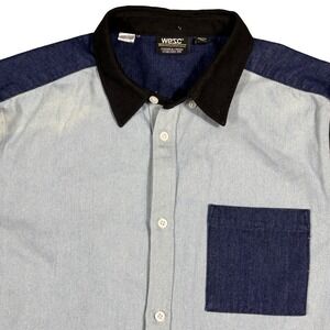Wesc Menswear Color Block Denim Button Down‎ Shirt - Casual Modern *READ